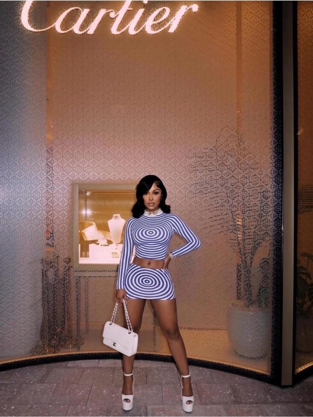Jean Paul Gaultier Blue & White Target-Print Mini Skirt